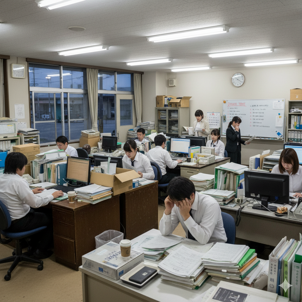 業務が忙しい自治体執務室のイメージ